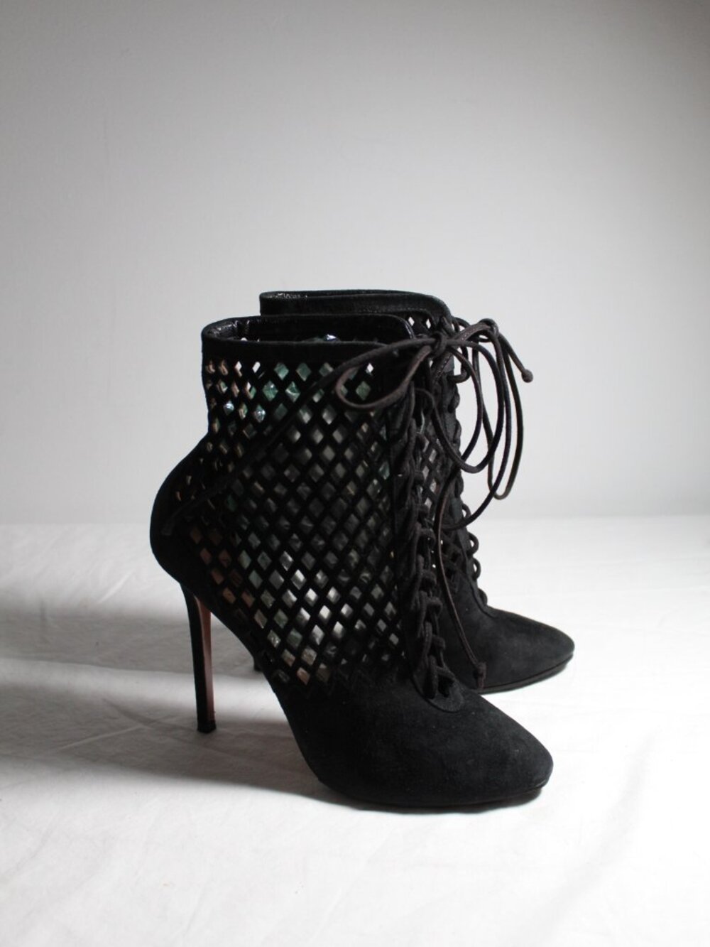 Alaia Alaïa Suede Black Cage Heels Black Cut Out Sandal Heeled Booties Boots 37